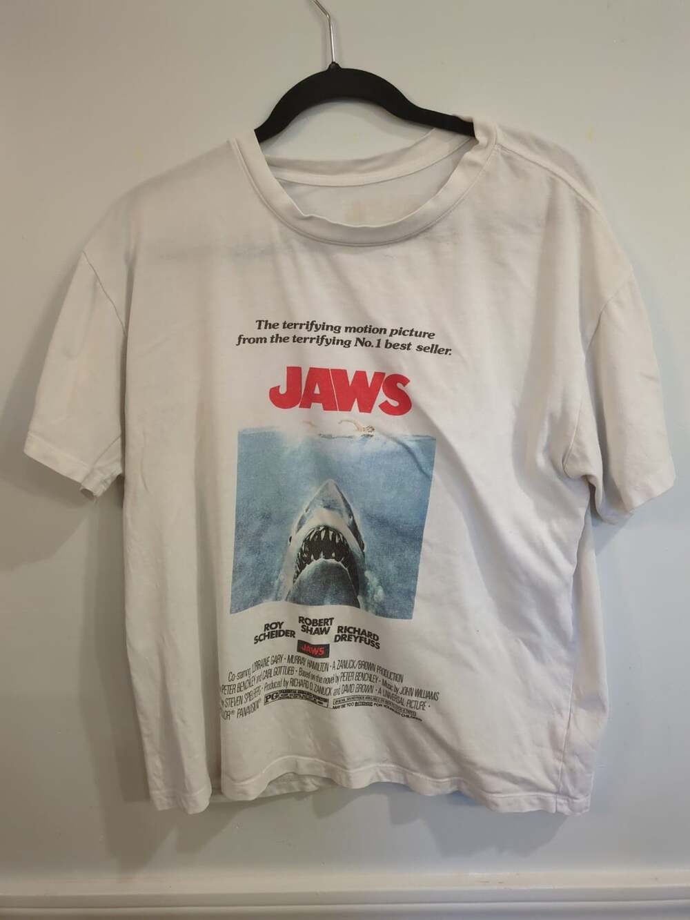 Universal Studios Jaws Movie Poster White T-Shirt Size L